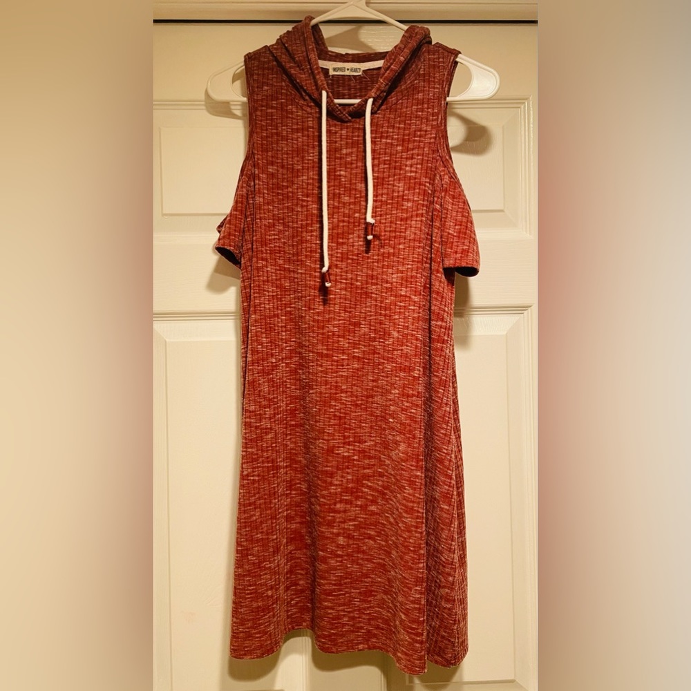 INSPIRED HEARTS COLD SHOULDER HOODED DRESS